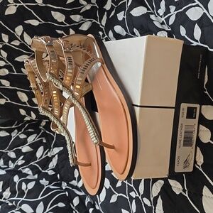 NIB Dolce Vita Faxon Nude Leather Sandals - Size 8.5 Women's